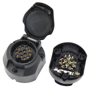 este enchufe está construido para soportar condiciones climáticas duras y un uso intensivo. Su voltaje es 12V /24v.The La configuración de 13 pin ofrece múltiples funciones, incluida la iluminación