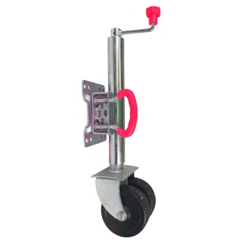 With 1200 lbs. lift capacity , 10 inch travel, Φ48mm pipe , dual 6‘’ solid wheels with metal rim, corrosion-resistant zinc plating, this australia jockey wheel is perfect for light and medium duty marine trailers for boats.