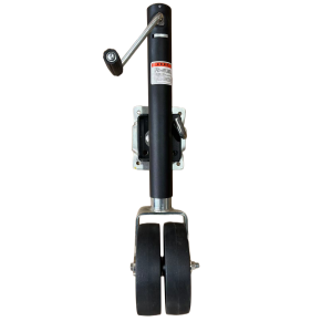 2000lbs capacity, dual 8″ rubber wheels with metal rim, 10″ travel, side winding.