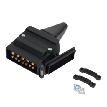 The trailer plug is a device used to connect the electrical system of a trailer to that of a towing vehicle. It operates on a voltage of 12v