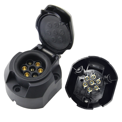 Trailer sockets provide a secure electrical connection between the towing vehicle and the trailer, allowing for the transmission of signals such as brake lights, indicators and power to the trailer's battery
