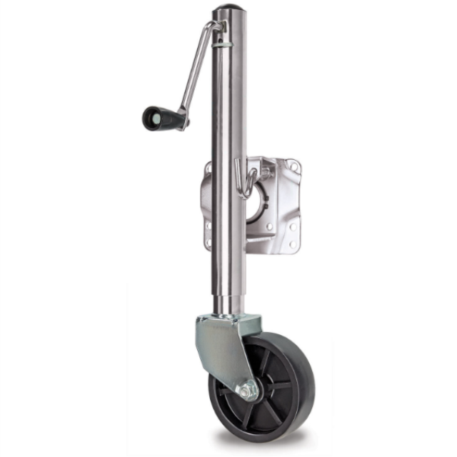 The 6-inch trailer jack wheel boasts exceptional durability and strength.