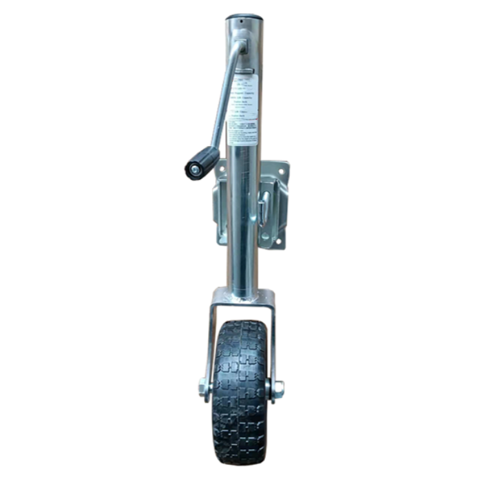 2000lbs capacity, 10″ rubber wheel with metal rim, 10″ travel, side winding.