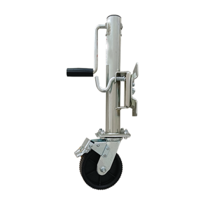 1200lbs capacity, 6‘’polypropylene wheel with brake, 10inch travel, side winding.