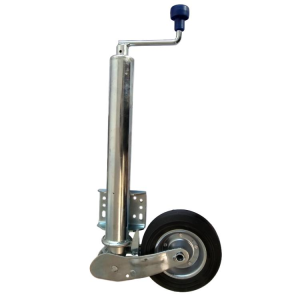 This jockey wheel with clapm is with 10‘’ rubber wheel with metal rim, 881lbs capacity, 10inch travel, Φ60mm pipe.